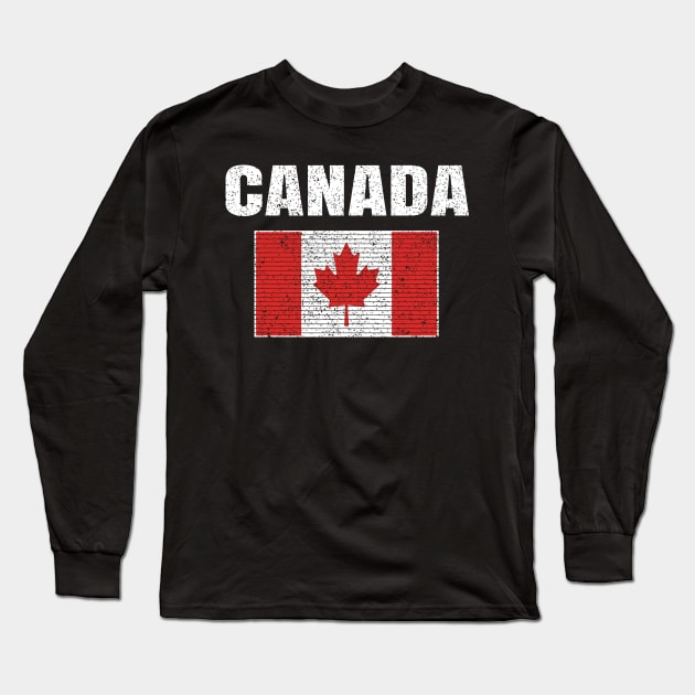 Canadian National Flag Vintage Canada Country Gift Long Sleeve T-Shirt by Grabitees